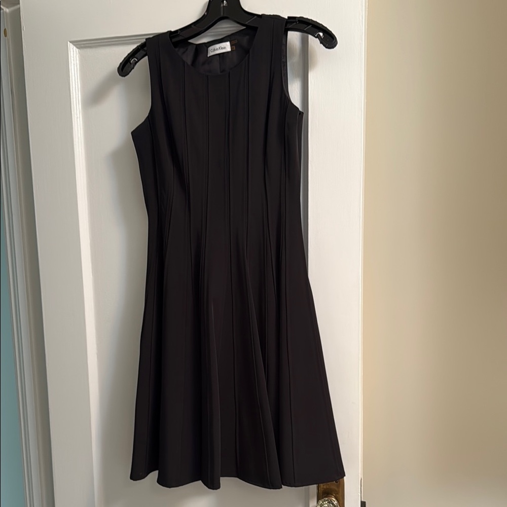 Calvin Klein Black A-Line Scoop Neck Mini Dress